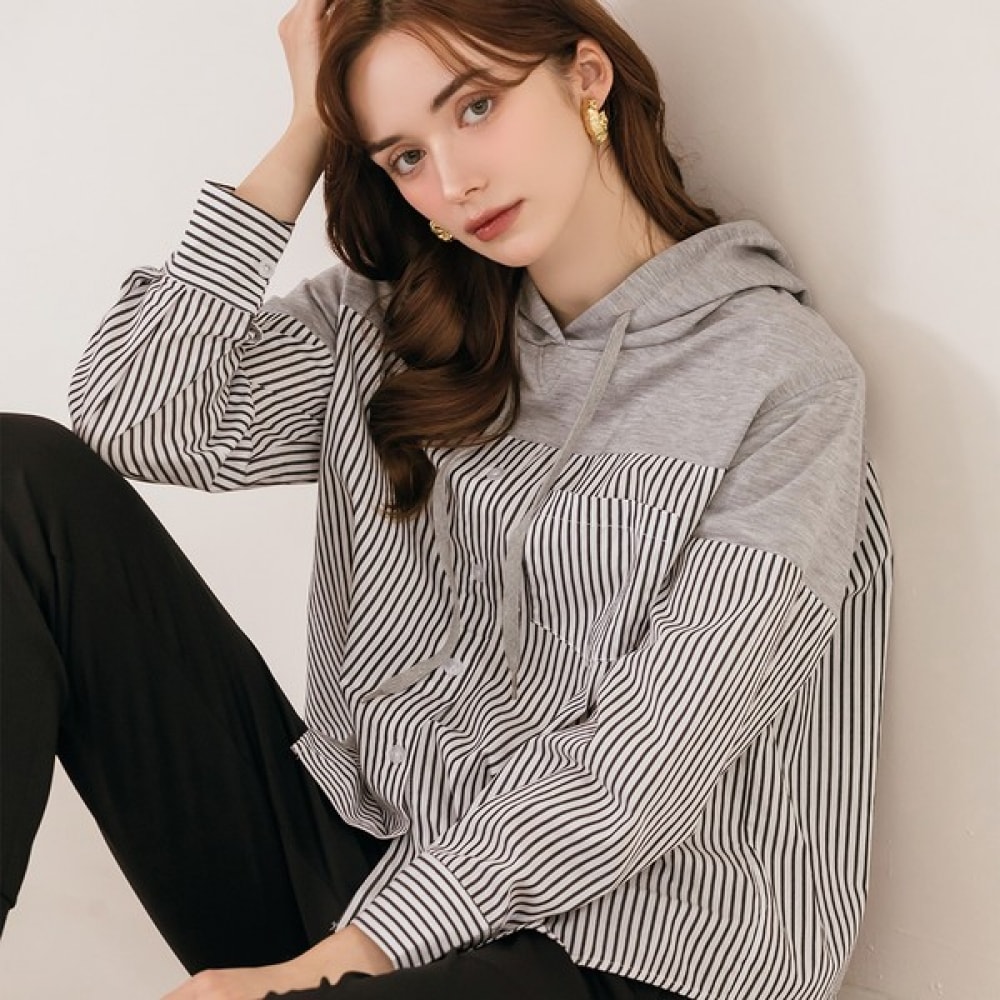 [マックスカルティジオ] パーカーカラーストライプシャツ