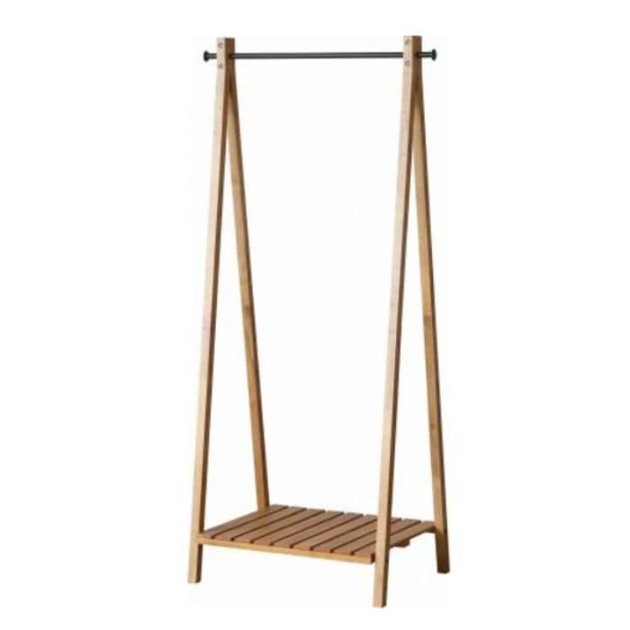 ハンガーラック 幅71cm 132cm コートハンガー ポールハンガー 洋服掛け 衣類収納 収納棚付き スノコ 木製 頑丈 北欧 シンプル ヴィンテージ