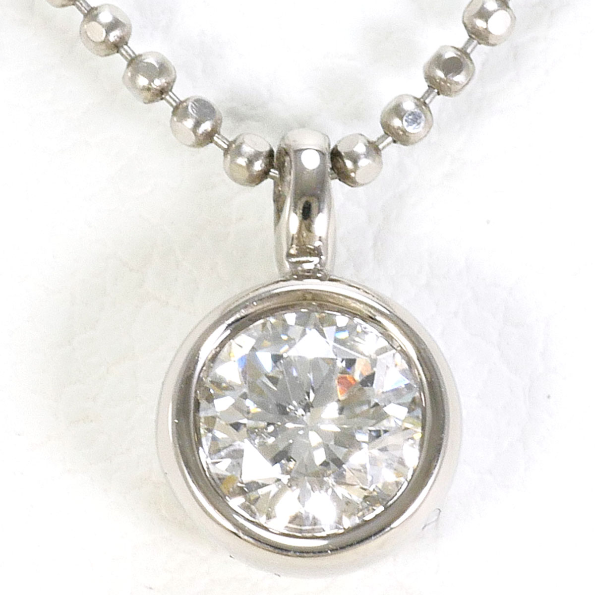 PT900 プラチナ PT850 プラチナ ネックレス ダイヤモンド 0.337ct SI2 鑑定書 総重量約3.6g 約39cm 中古