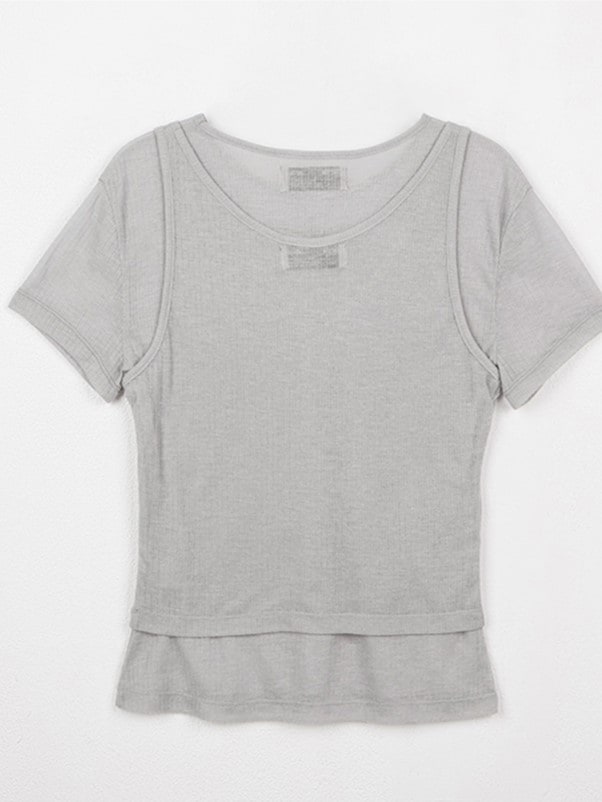 NUBASIC TENCEL HALF T-SHIRT SET GRAY