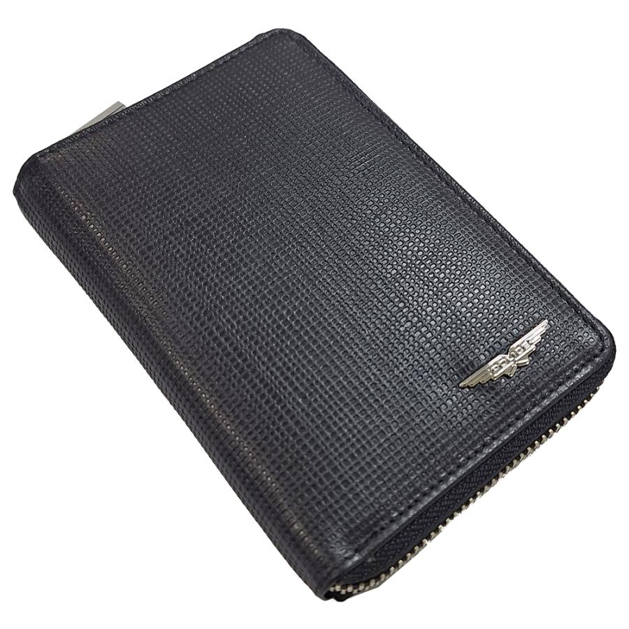 PLC　二つ折り財布 ラウンドZIP PA-70902-10 レザー ブラック メンズ 小銭入れあり