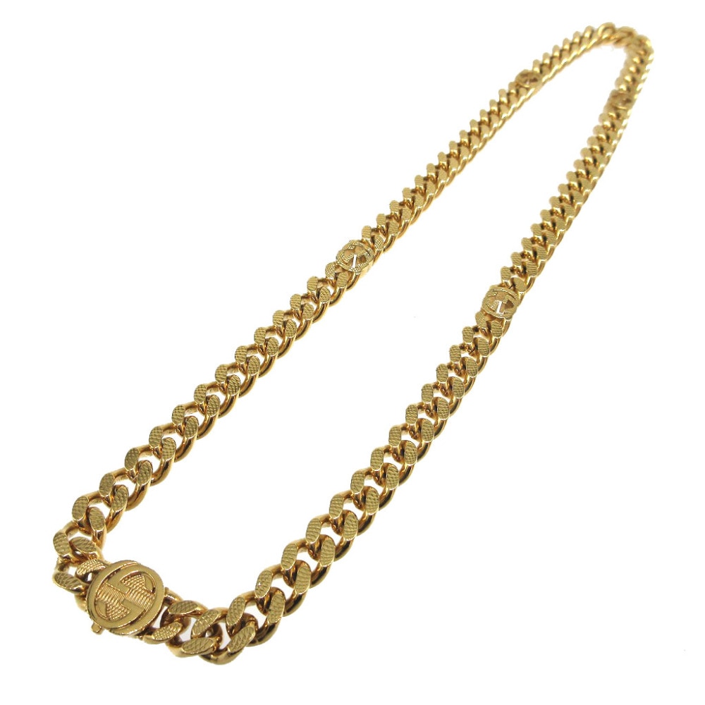 美品 インターロッキングG 675766 ネックレス メタル/メタル ゴールド 1105【中古】 ユニセックス