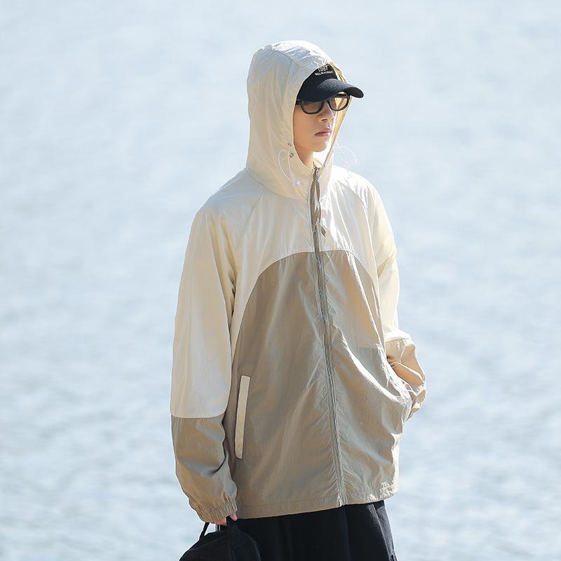 防晒ジャケット メンズ 春夏 紫外線カット 釣り 透気性 軽量 ワイドシルエット フード付き 長袖 ジッパー ポケット ブラック ホワイト グレー グリーン パープル カジュアル アウトドア 運動 吸