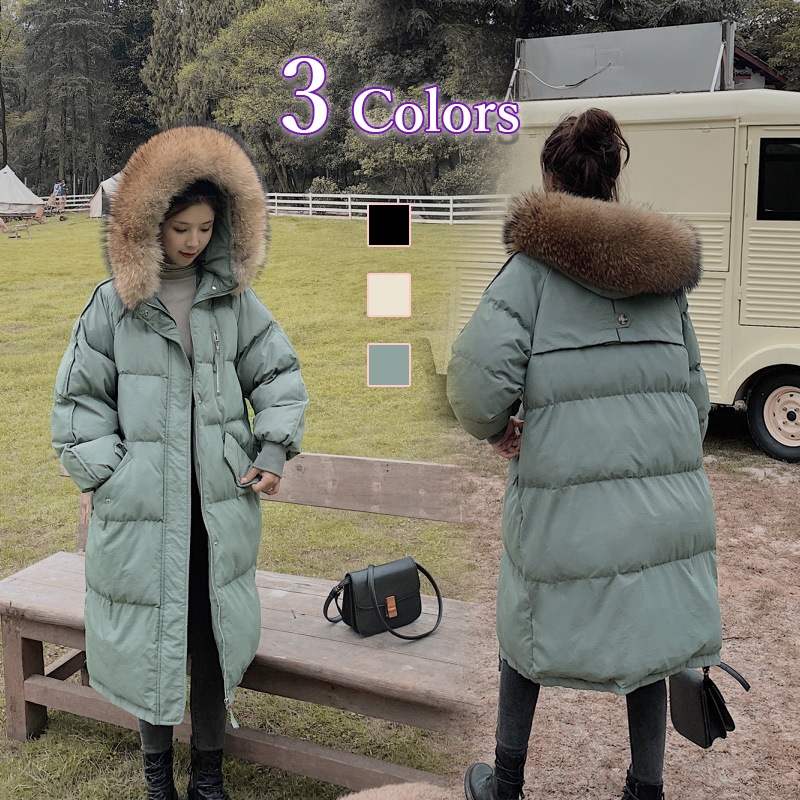 [最安値挑戦]！中綿コート パディングダウン 5サイズ 3Color ファー付きロングエコダウン