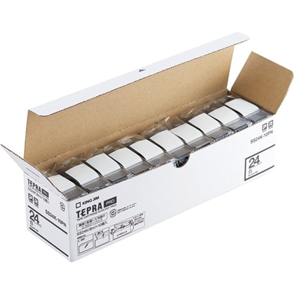 キングジム PROテープ SS24K-10PN 白に黒文字 24mm 10個 13,945円