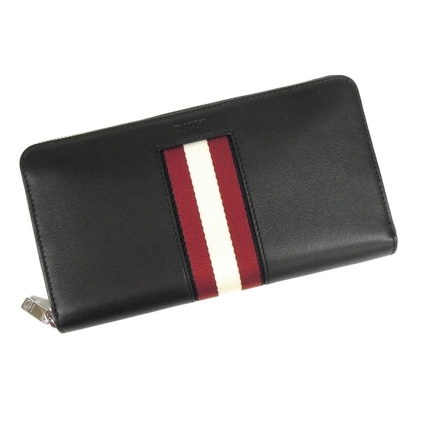 BALLY BALEN.HP/100 6232125 バリー ラウンドファスナー長財布小銭入付 レザー ブラック×レッド×ホワイト