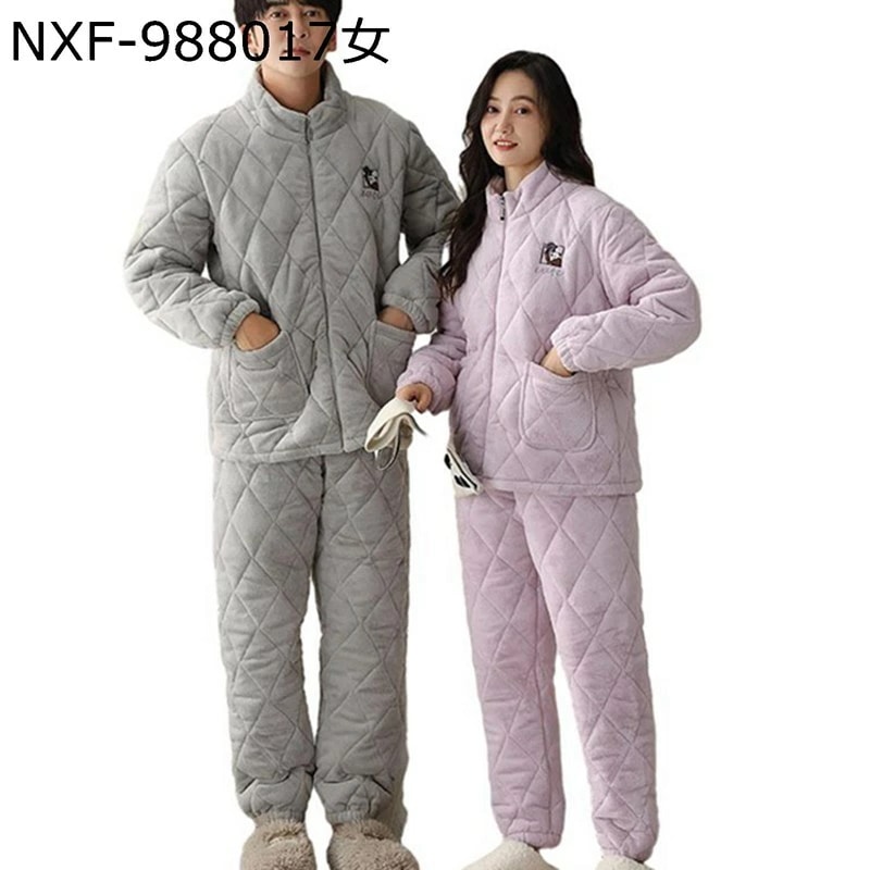 ルームウェア パジャマ メンズ レディース 中綿 キルティング フランネル 裏起毛 サイドポケット 発熱 厚い ふわもこ ぽかぽか 立て襟 ぱじゃま 便利服 無地 柔らか カップル 秋冬向き 上品