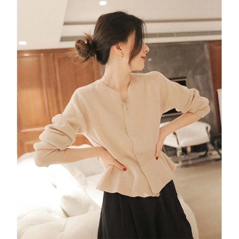 カーディガン レディース 春 秋 冬 ニット セーター クルーネック 長袖 厚手 アウター 羽織り きれいめ おしゃれ ニットカーディガン トップス 通勤 オフィス 上品 フォーマル アウター Oce