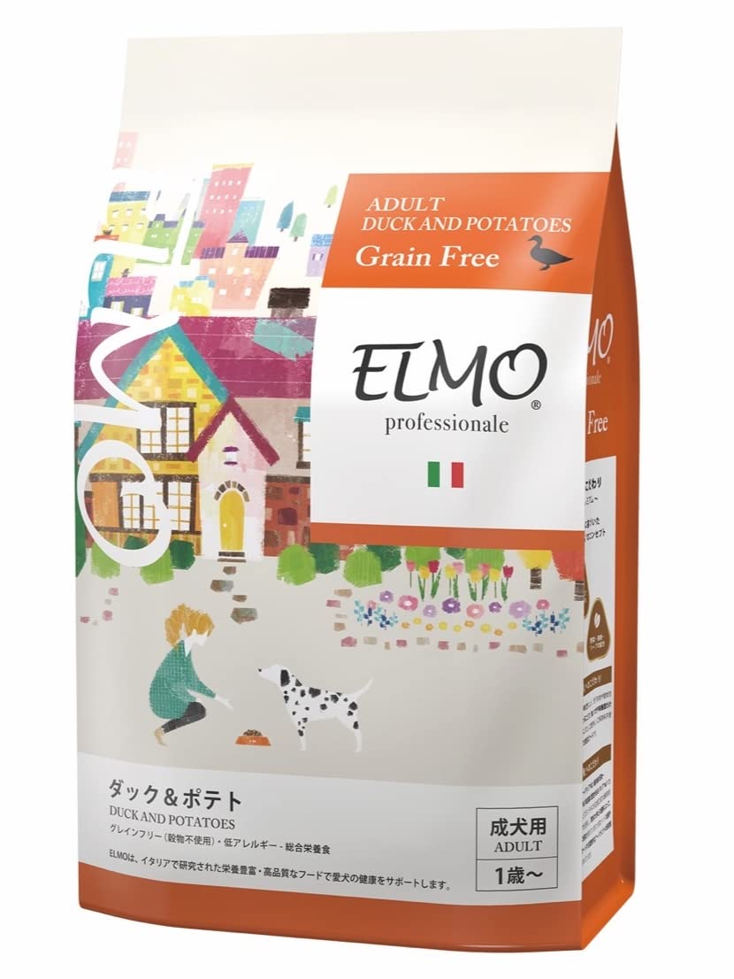 【成犬用 イタリア製ドッグフード 3kg】ELMO エルモ アダルト ダック＆ポテト (低GI) プロフェッショナーレ ドライフード 穀物不使用 グレインフリー 総合栄養食 鶏肉 ご飯 餌 小型犬 中