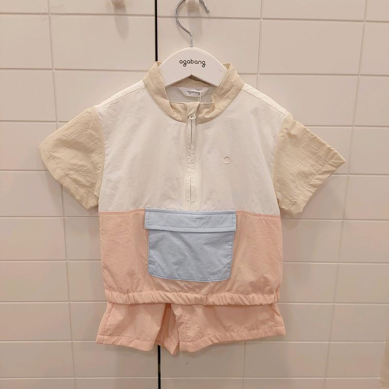 NC清州店 26年夏の新商品 ビッグトーカラー半袖5分アノラック 上下 01T333008 ECJ