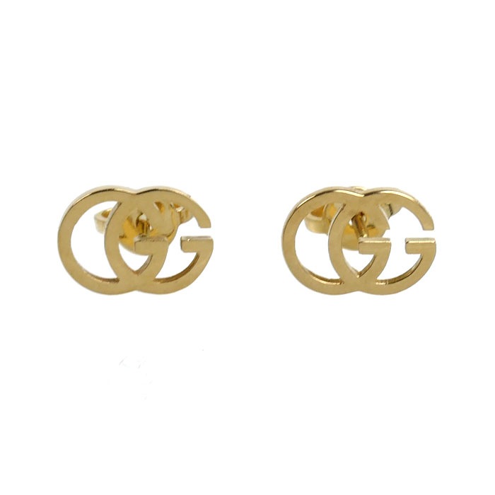 GUCCI グッチ K18YG イエローゴールド GGランニング スタッド ピアス 1.9g レディース 中古