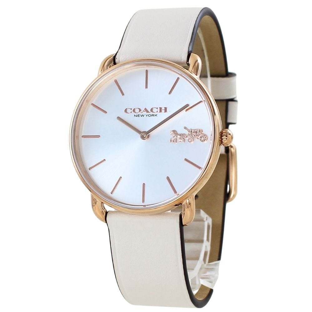 コーチ 腕時計 手表 レディース ブランド 革ベルト アイボリー おしゃれ シンプル スリム 薄型 ユニセックス 男性 女性 プレゼント 誕生日 結婚記念日 お祝い ギフト エリオット COACH 時