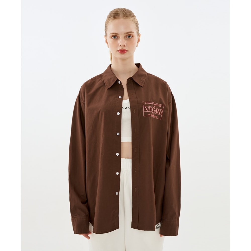INJIACTIVE VEGAN OVERSIZED SHIRT ブラウン