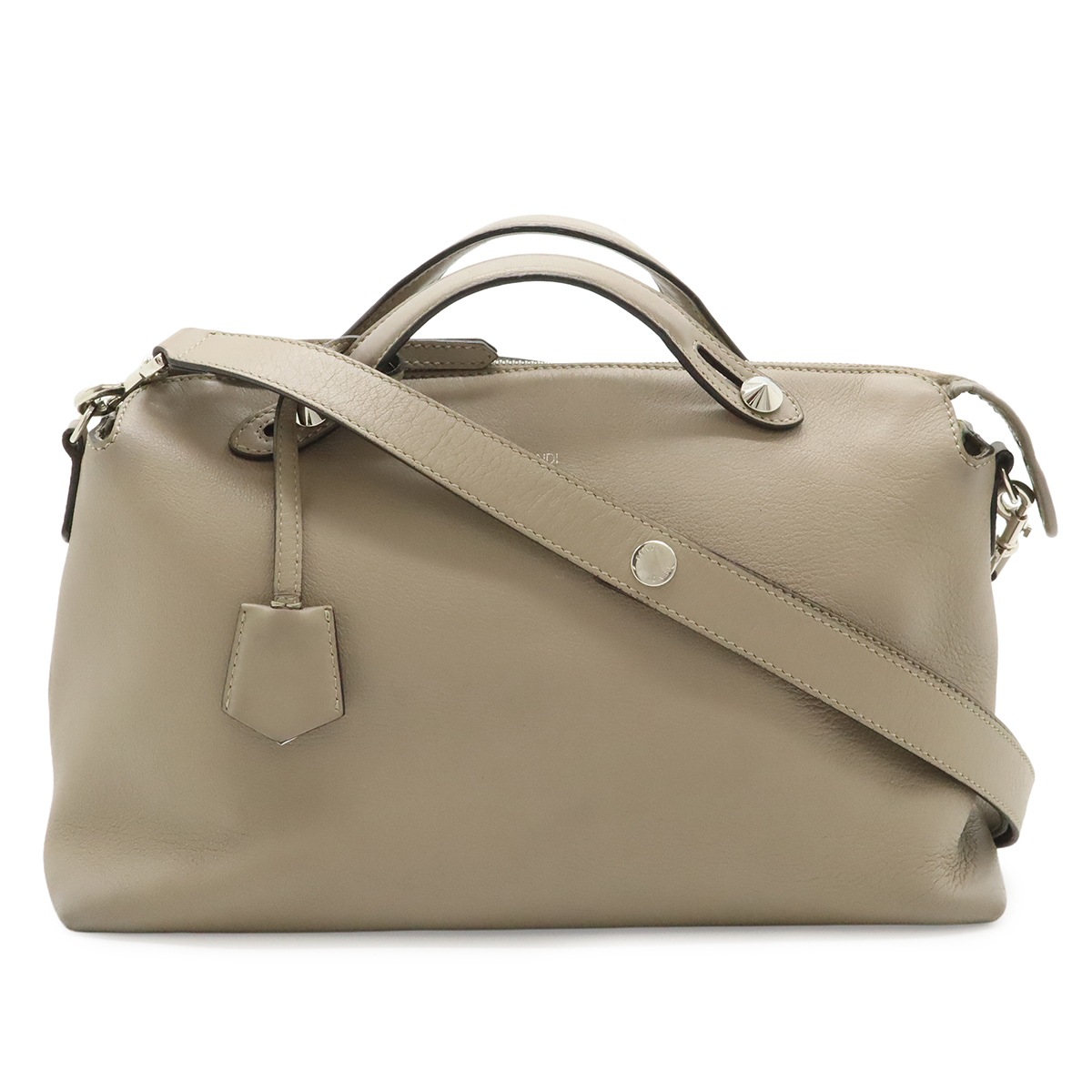 BY THE WAY バイザウェイ ラージ ハンドバッグ 2WAY ショルダーバッグ レザー グレージュ シルバー金具 8BL12