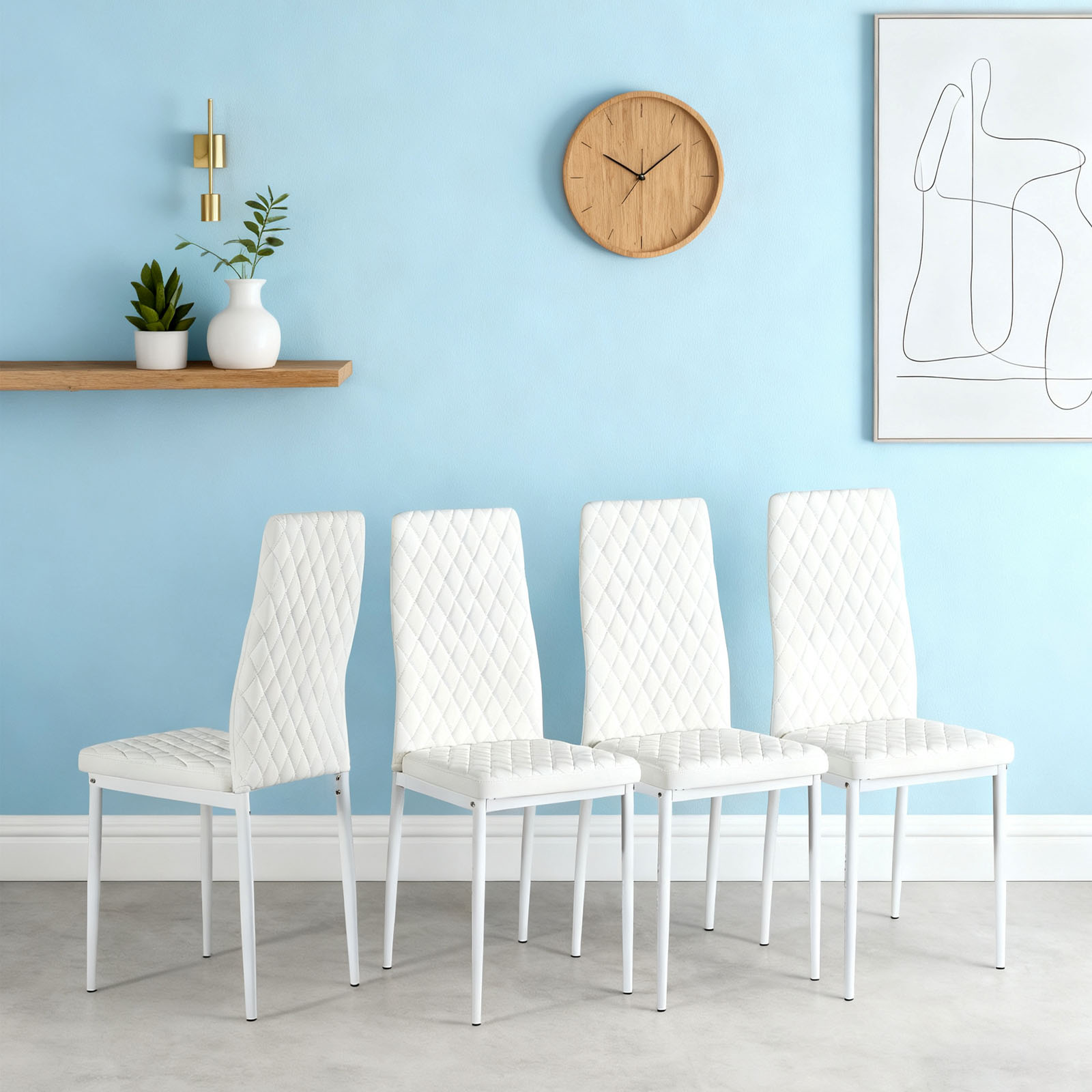 【国内発送】1295ダイニングチェア 4脚セット レザー 椅子 イス 食卓椅子 菱形 レトロ 北欧 コンパクト リビングチェア