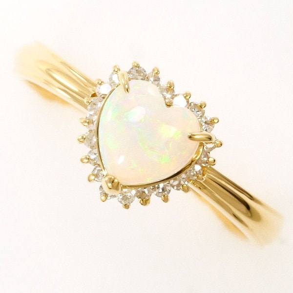K18 18金 YG リング 11号 オパール 0.53 ダイヤ 0.11 中古 59,800円