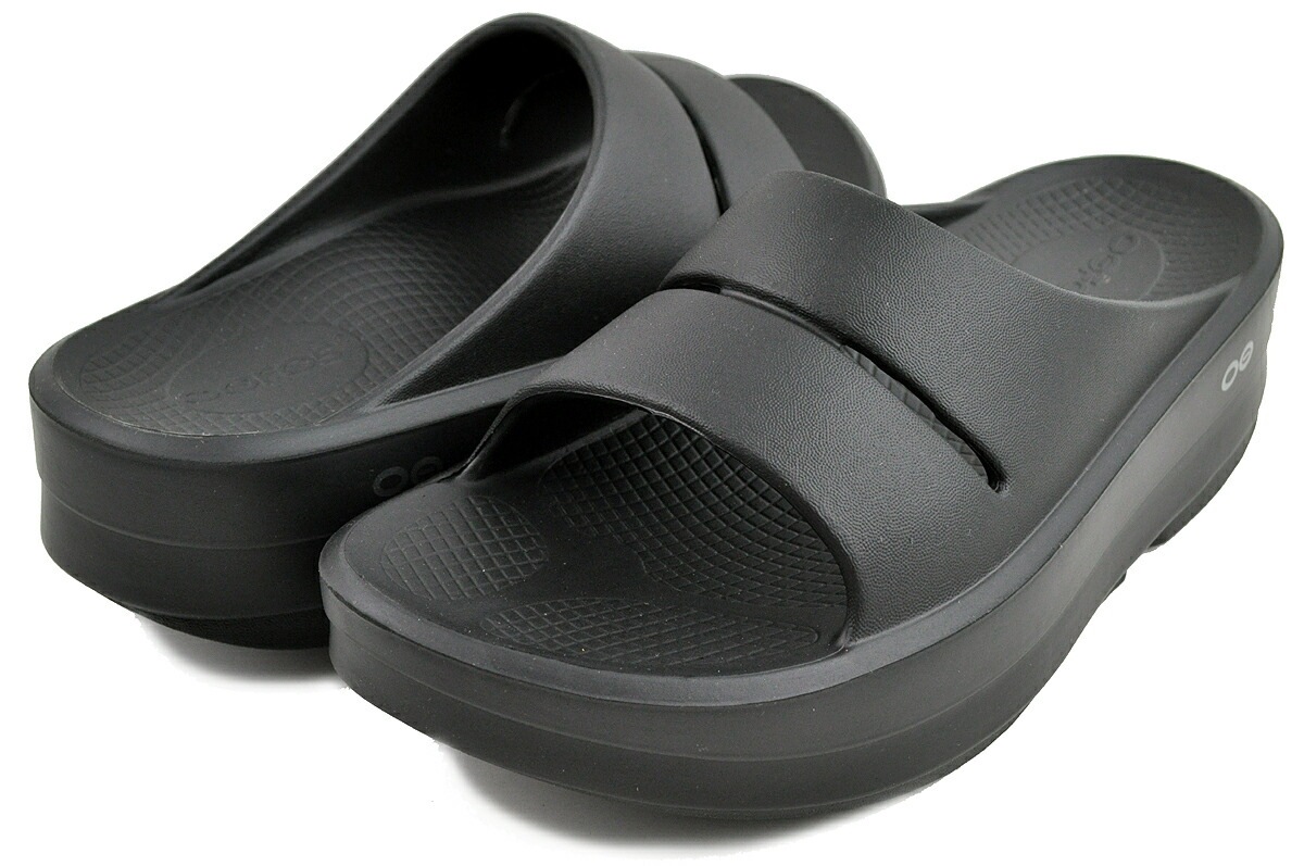 ウーメガ ウーアー ウィメンズ ブラック リカバリーシューズ シャワー サンダル 厚底 クッション 疲労回復 スライド レディース 2000730050232