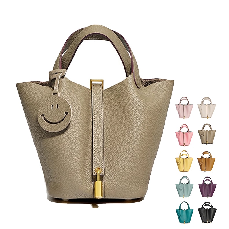 バッグインバッグ 本革バッグ キューブバッグ ハンドバッグ 本革キューブ型バッグ レザー 牛革 鞄 バック レディース ロック 通勤 ガーデンパーティにも使えるバッグインバッグ プレゼンント ゴールド