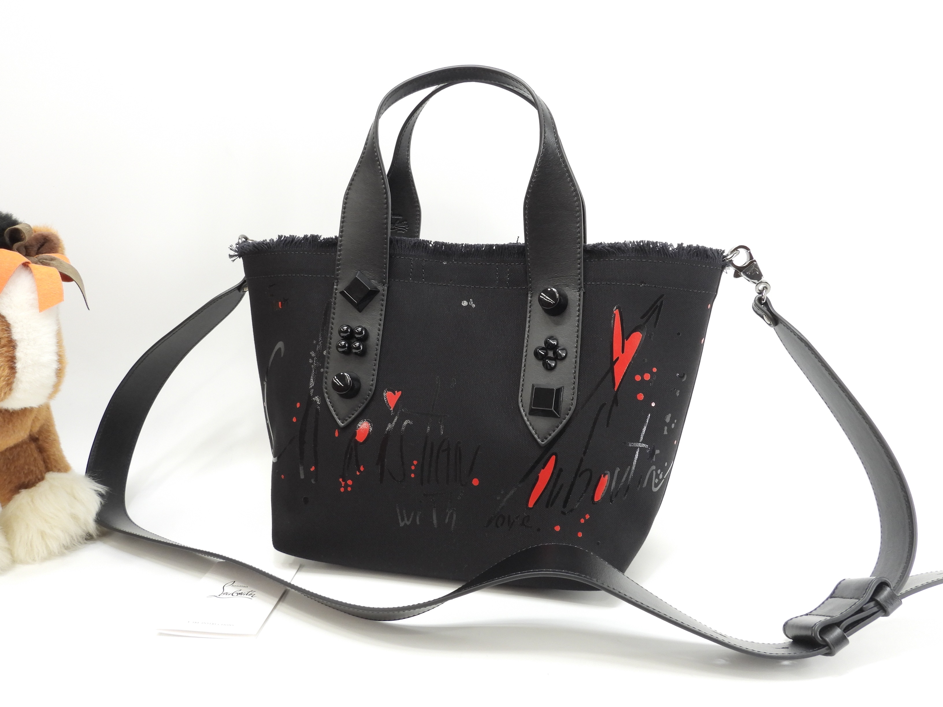 トートバッグ小 Frangibus 黒 ショルダーストラップ付ハンドバッグ 極美品@ 4