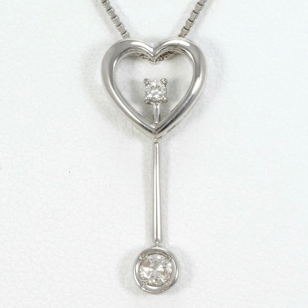 K18 18金 WG ホワイトゴールド ネックレス ダイヤ 0.10 約45cm ジュエリー 中古