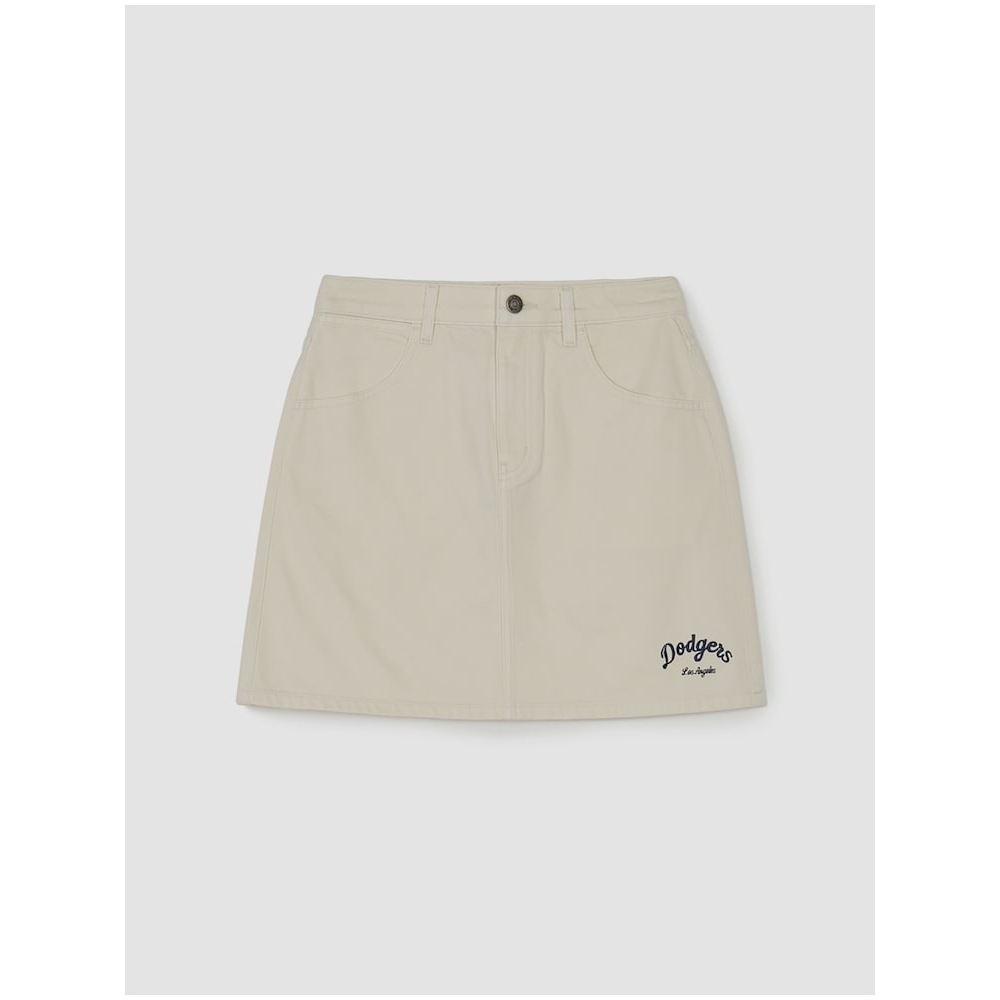MLB 女性用バーシティカルシブエンブロイダリーデニムスカート LA (D.Cream) QHHC3FDSV0144-07CRD