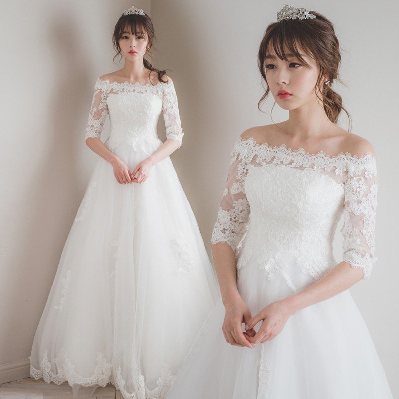 ウエディングドレス 袖付き 二次会 ウェディングドレス 安い 秋冬 結婚式 プリンセス エンパイア 花嫁 ドレス 披露宴 ロングドレス ブライダル 大きいサイズ