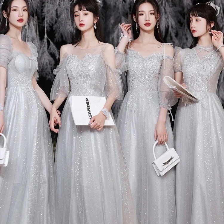 【急速出荷】 ブライズ Vネック韓国風ファッションロングワンピース 司会パーティードレス一 花嫁 誕生日 結婚式ドレス 成人式 高級感 エレガント !パーティードレス ! キャミワンピース2枚購入で4