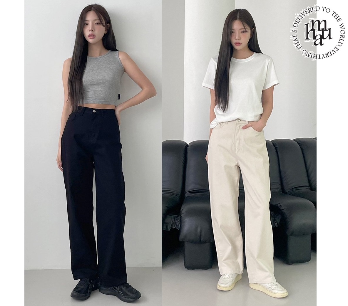 Basic cotton pants 2色 デイリールック 新商品 韓国人気 韓国ファッション 女性服 韓国スタイル 学生ファッション