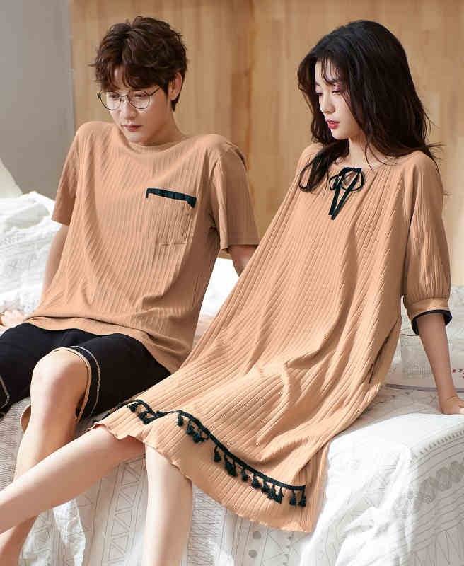 ルームウェア パジャマ 寝巻き ワンピース Tシャツ ハーフパンツ トップス ボトムス 上下セット 2点セット ツーピース 半袖 袖あり 膝丈 ミディ丈 リボン フリンジ ラウンドネック 綿 コットン