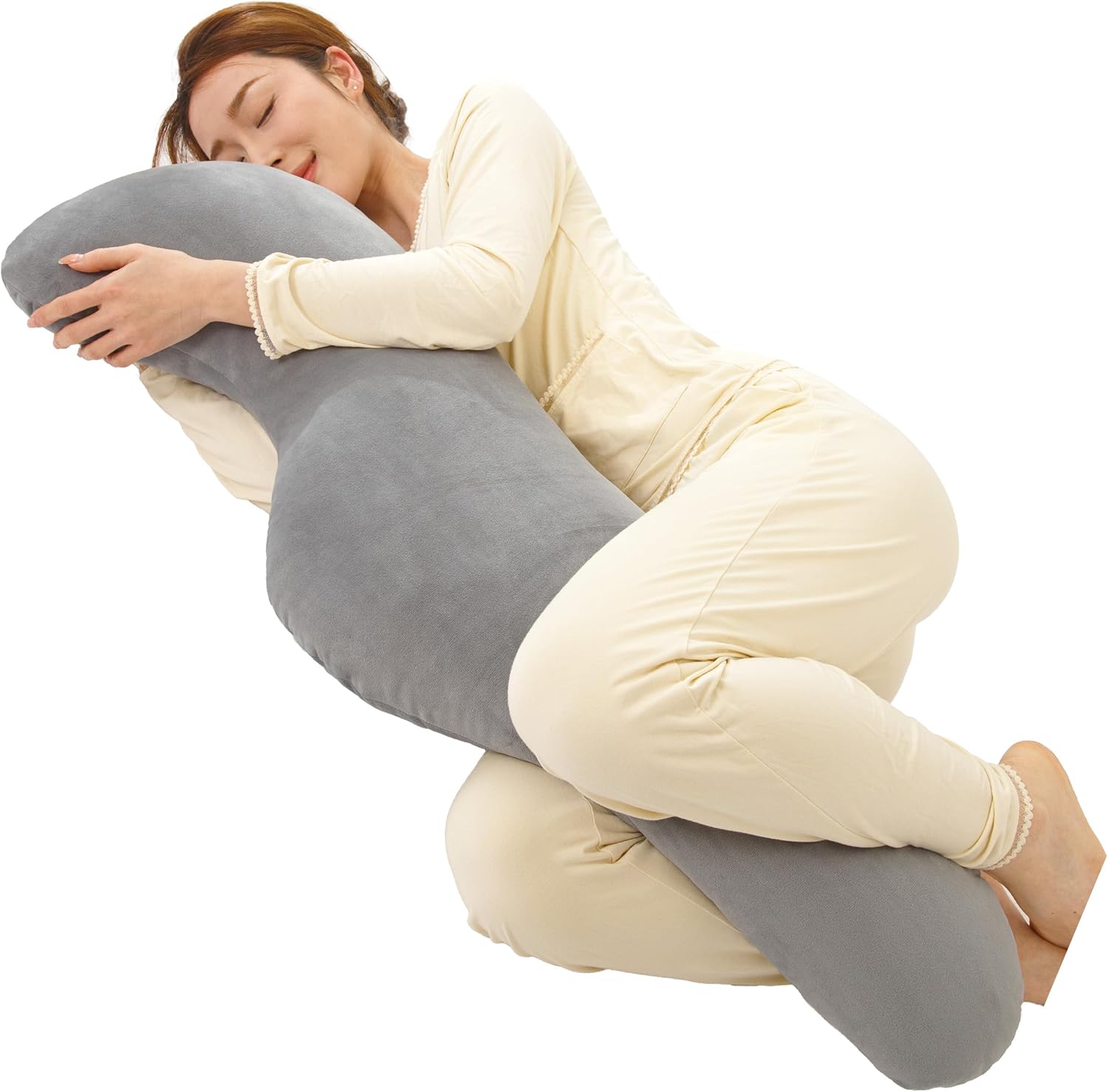 DreamCat s 【日本製】枕 抱き枕 だきまくら男女兼用ふわふわ もちもちの触感 羽毛代替素材 体圧分散 ボリューム感 洗える 快眠クッション 脚枕 横向き寝対応 105x30cm