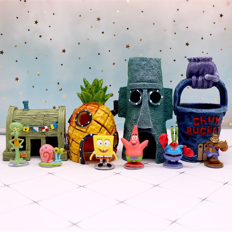 スポンジボブ スクエアパンツ 水槽 シンク 底 オーナメント アクアリウム デコレーション 大泉 ビーチバーグ パイナップル ハウス インテリア デコレーション 造園