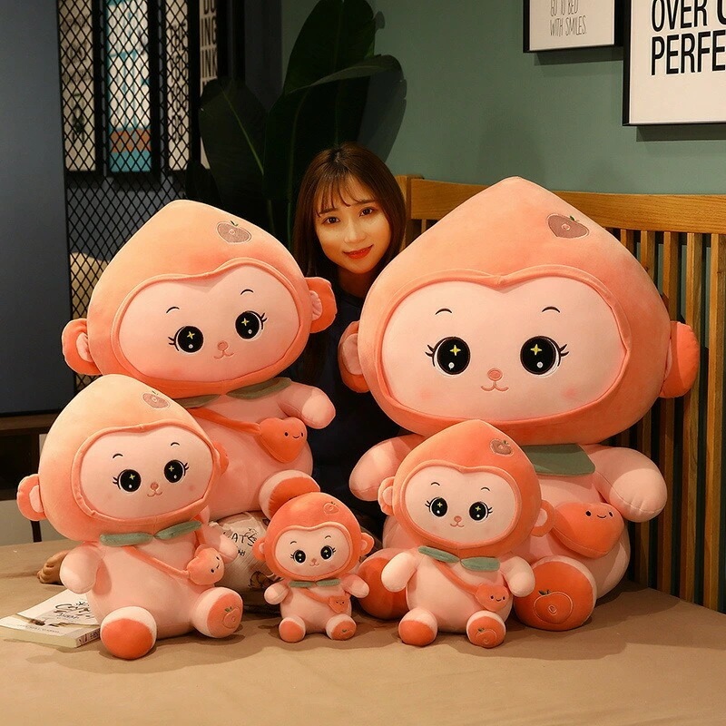 80cm ぬいぐるみ もも モモ 桃 ピーチ peach モンキー 子供 おもちゃ 動物 可愛い かわいい 彼女に ふわふわで癒される クリスマスプレゼント monkey サル 猿 さる クッション