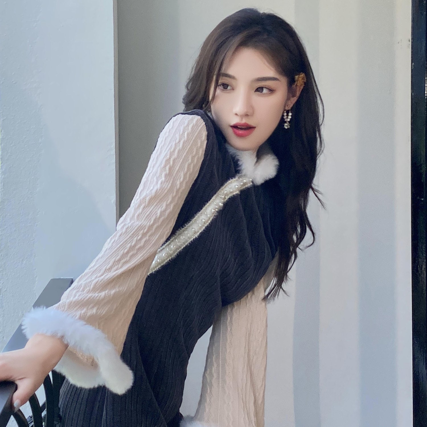 これは私が待っていた秋と冬の改良された長袖気質のレトロなチャイナドレスです 母の日 母の日-0008768