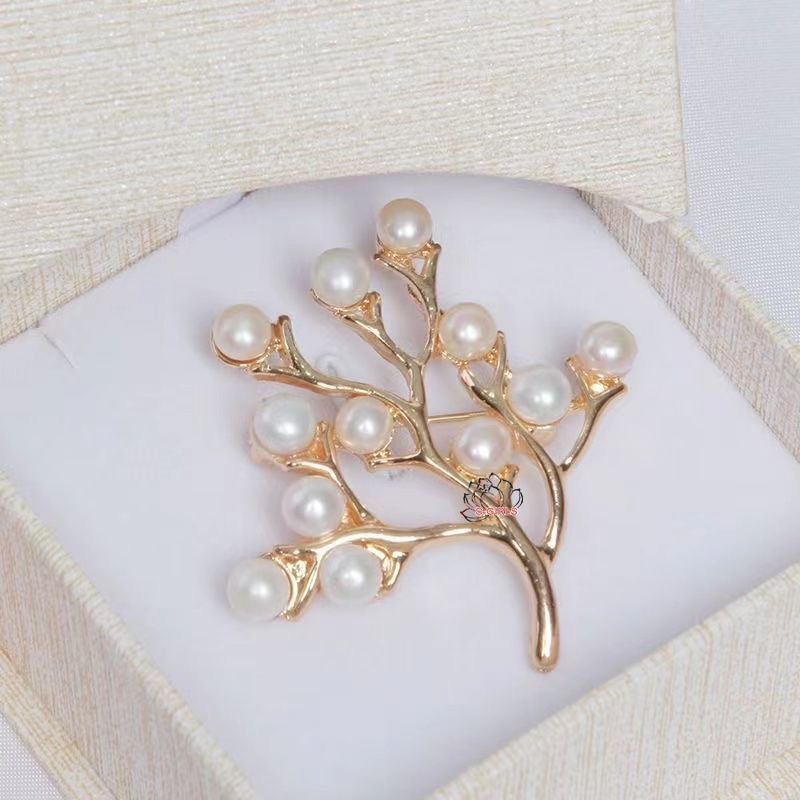 天然淡水真珠 本真珠 たっぷり12玉 木 可愛い 6.5mmパール ブローチ ホワイト ゴールド フラワー 母の日 七五三結婚式ウエディング 冠婚葬祭 全品ギフトラッピング 入学式 卒業式 披露宴