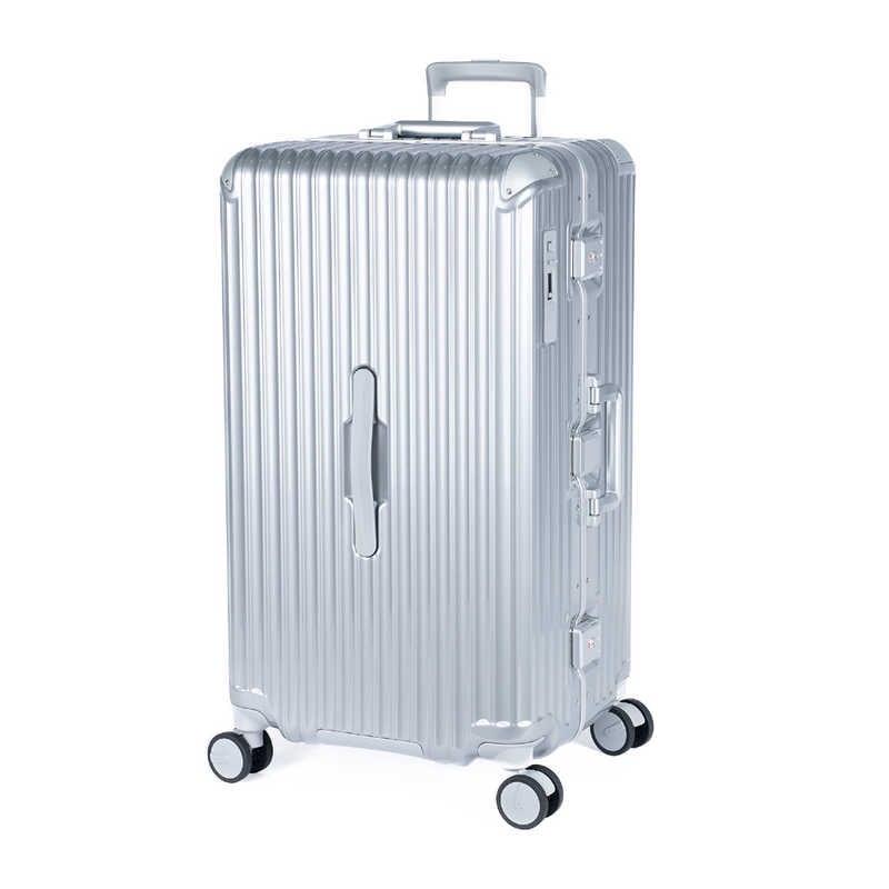 A.L.I　スーツケース フレームタイプ 宿泊目安：7～9日間 098L 大容量縦長タイプ 前輪ストッパー TSAロック搭載 クロームシルバー　GM-056-28