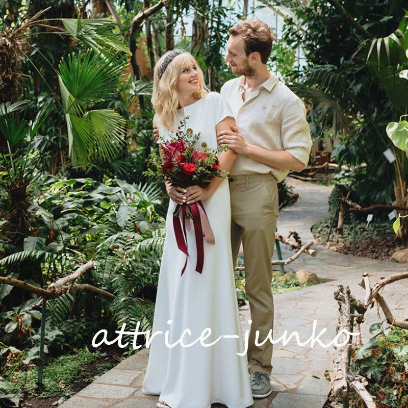 花嫁 ウェディングドレス パーティードレス 安い ウェディングドレス 半袖 二次会 ビーチウェディン