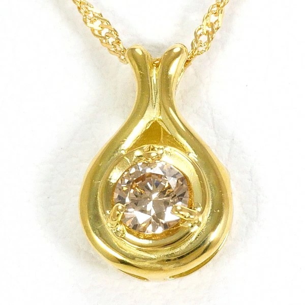 K18 18金 YG イエローゴールド ネックレス ブラウンダイヤ 0.1 ジュエリー 中古