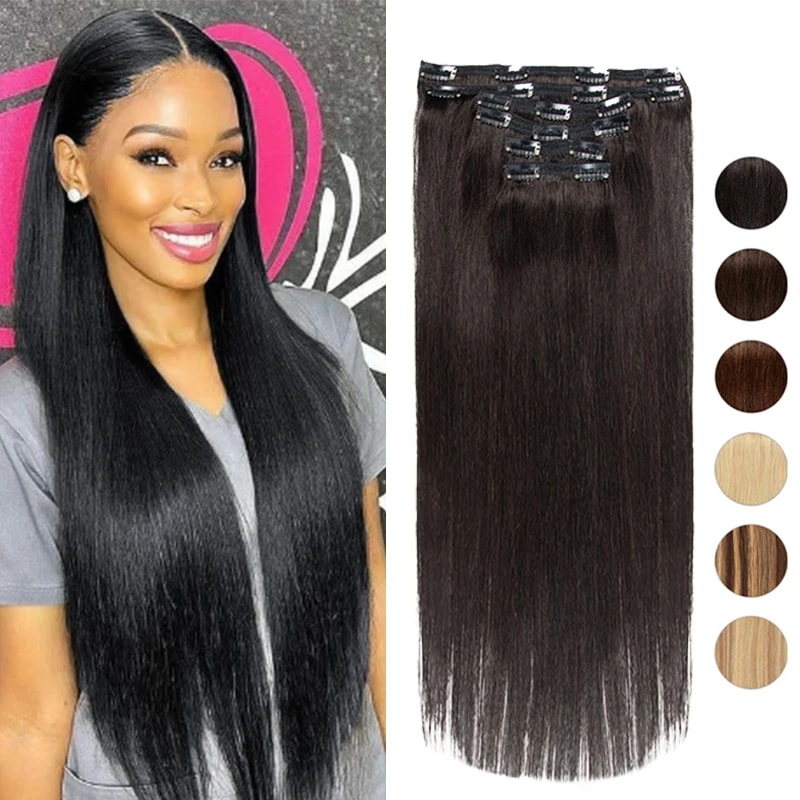 Mrshair-人間の髪の毛のエクステンション,ブロンド,ブラウン,ブラック,フルヘッド,6個,7個,8個