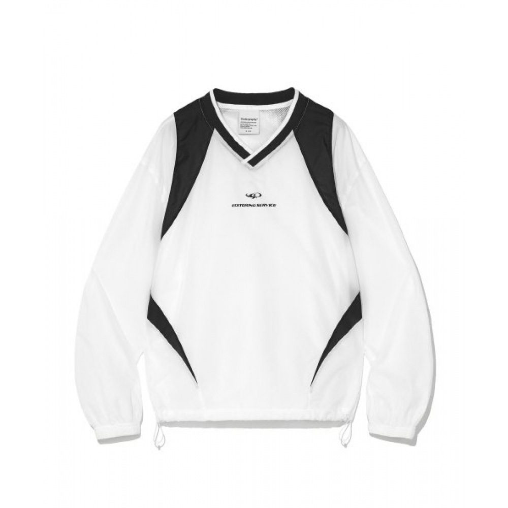 CODEGRY シアーVネックカラースウェットシャツ_オフホワイト