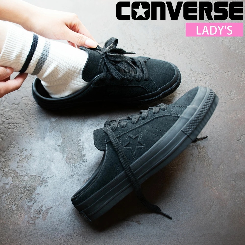 コンバース CONVERSE ワンスター ミュール スニーカー レディース スエード スリッポン ブラック 黒 ONE STAR SUEDE MULE 33702981
