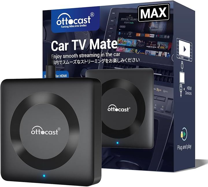オットキャスト 2024型 Car TV Mate Max カーテレビメイトマックス HDMI出力のTV Auto 対応/USB Type-C交換アダプタ付き ワイヤレス技適取得済み品