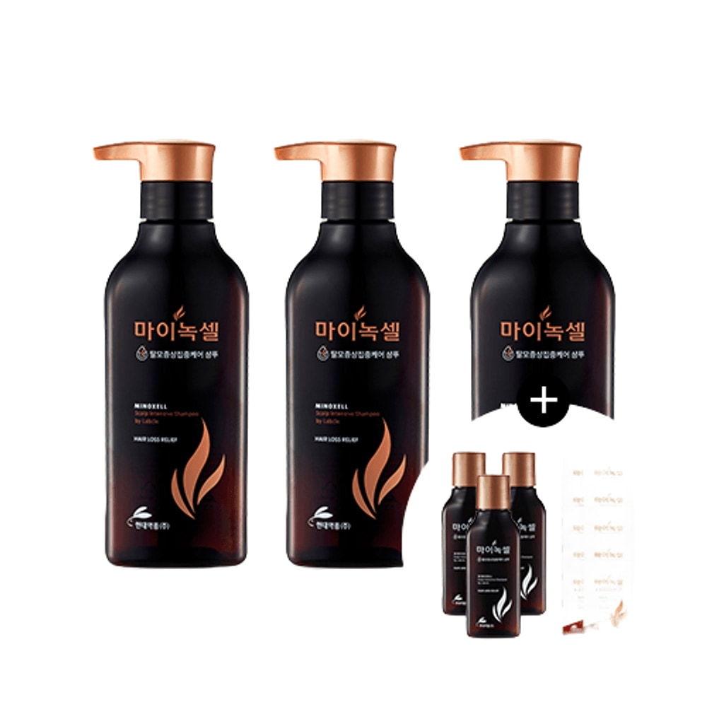 現代薬品 マイノクセル スカルプ インテンシブ 脱毛緩和 シャンプー 400ml 3本（おまけ100ml 3本+ 6ml サンプル 10枚）