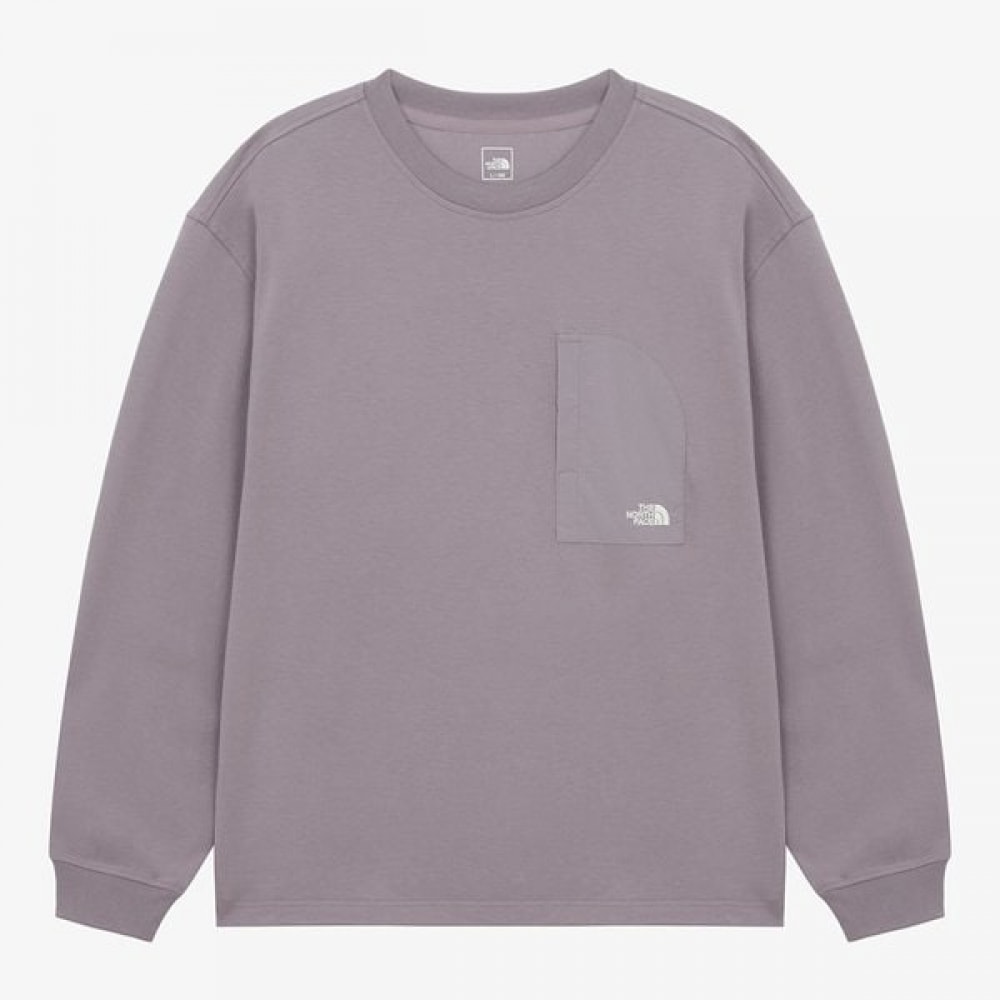 [ノースフェイス公式] NT7TR04C メンズスナッパーロングスリーブ Tシャツ_グレイッシュライラック