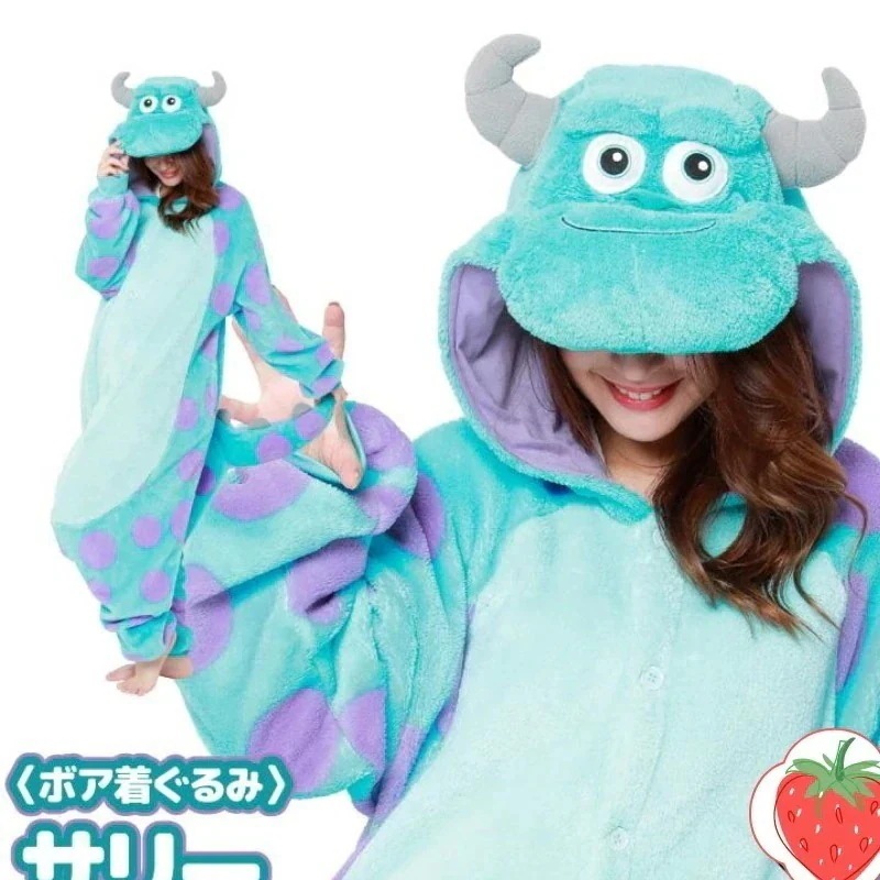 【10点セット】着ぐるみ パジャマ 大人用 ボア素材 サリー モンスターズインク ハロウィン 衣装 変装 変身 キャラクター コスプレ サザック 【注意:商品は当社が自分で生産したcos服