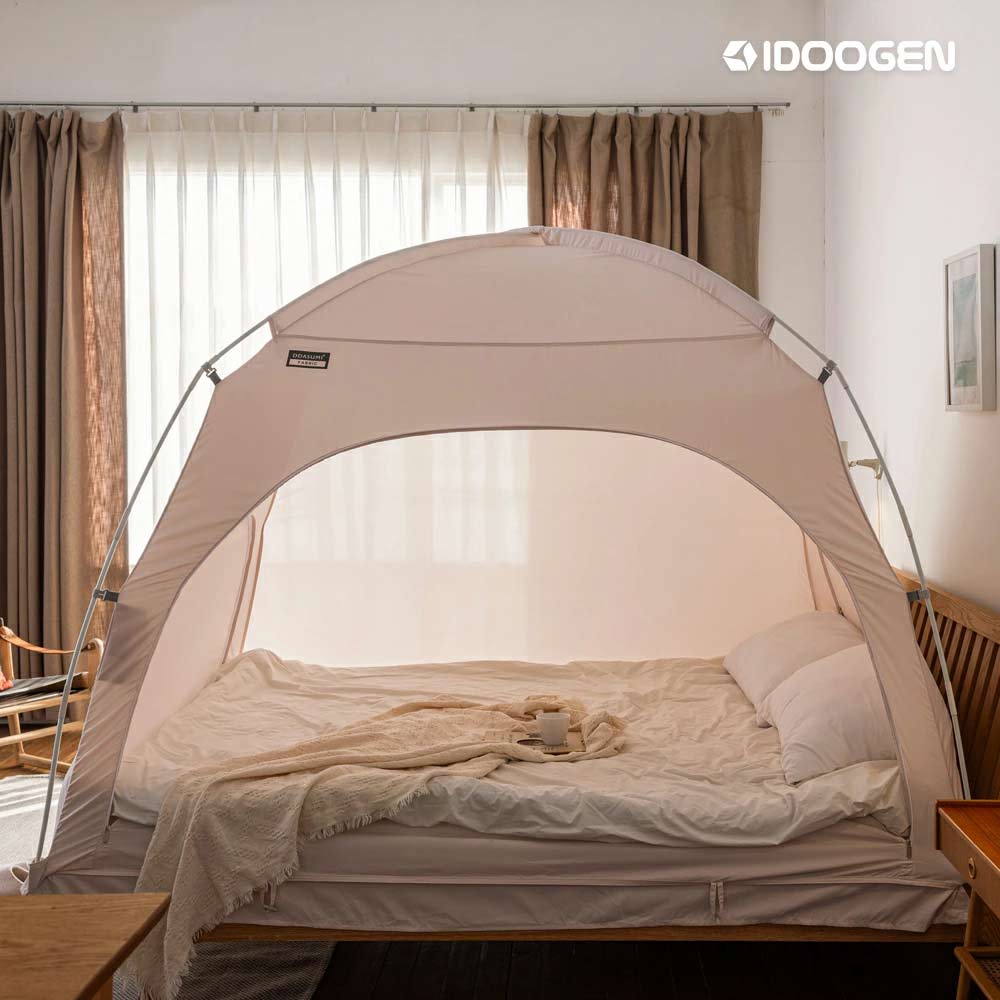 ホームテント　韓国タスミ 暖房テント【ファブリック】　4ドア 開放 コットン 洗える コンパクト収納 子供用 防寒 花粉 ハウスダスト対策 省エネ 節電 保湿 かわいい