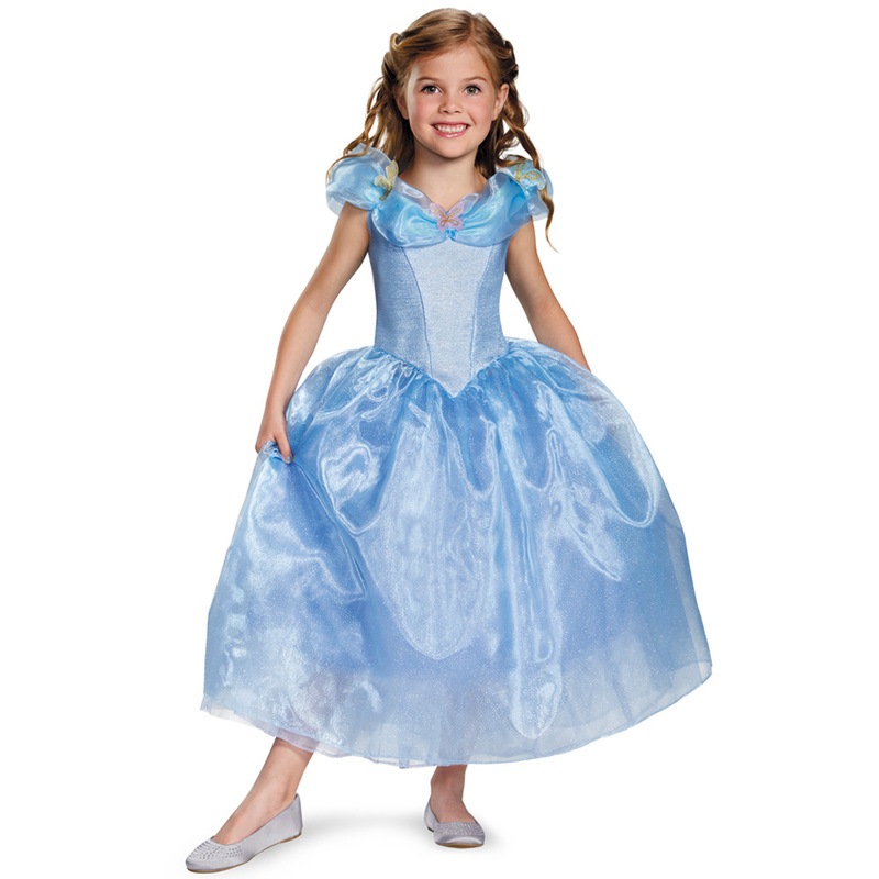 [残り1点] コスプレ 仮装 シンデレラドレス 劇場版DX 女の子用 XS(3T-4T) 【 コスプレ 衣装 ハロウィン 仮装 コスチューム 子供 アニメ キッズ ディズニープリンセス グッズ ドレス