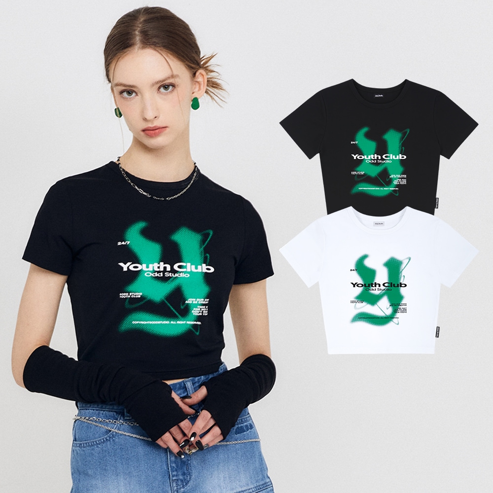 [ステッカーセット贈呈]Y ロゴ クロップ Tシャツ - 2カラー 5,282円