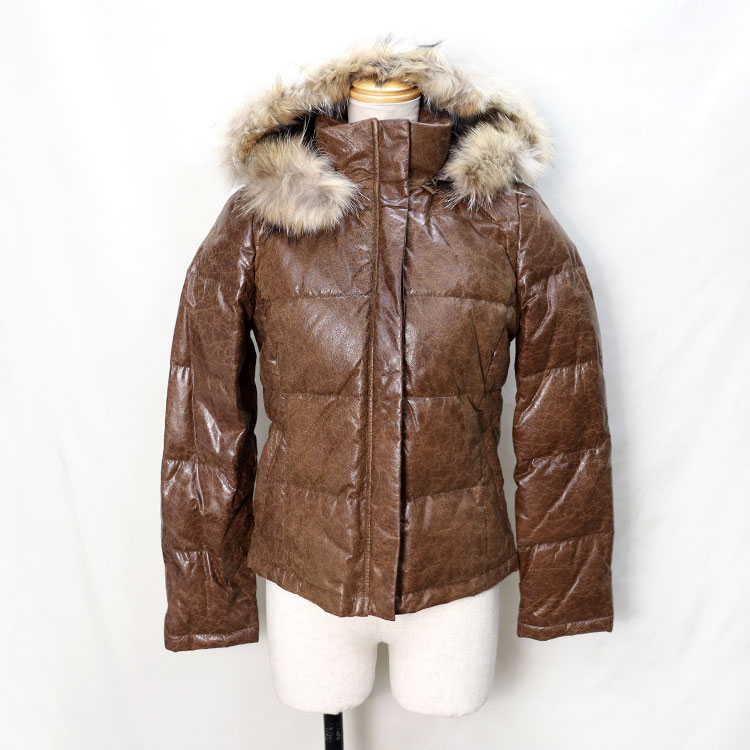 ディアレザー ダウンジャケット フード取り外し可能 ダウン30 フェザー70 ブラウン レディース 送料無料 ギフト プレゼント