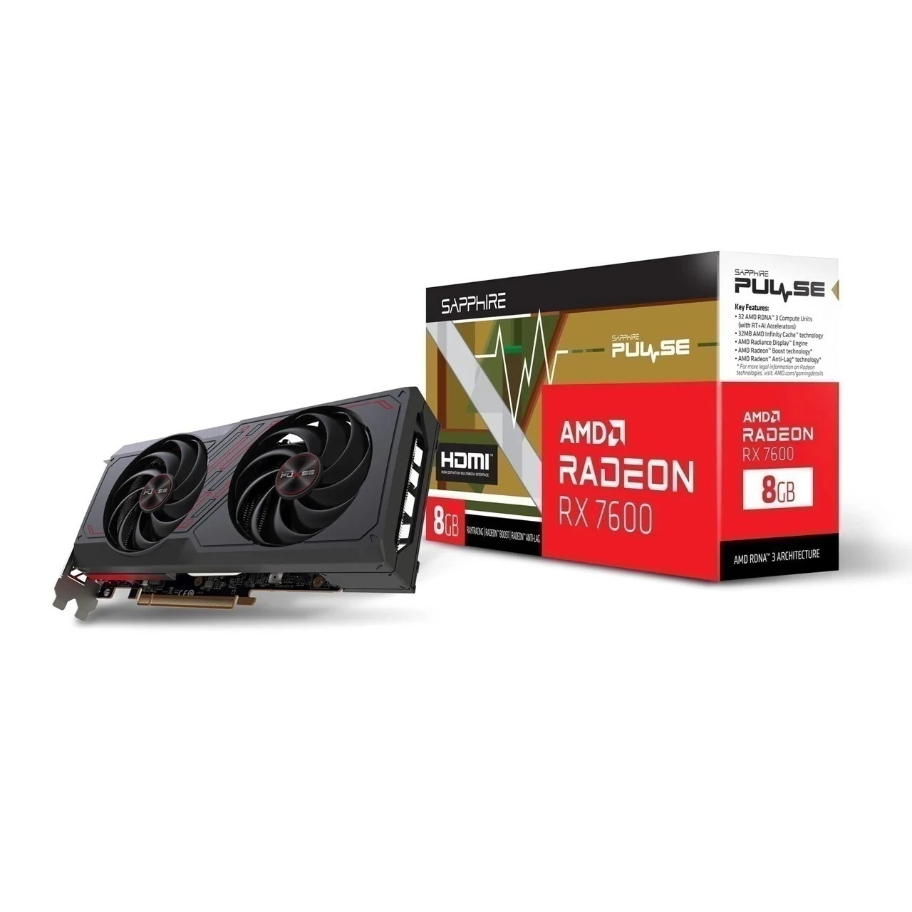 SAPPHIRE PULSE Radeon RX 7600 GAMING 8GB GDDR6 [PCIExp 8GB] ビデオカード