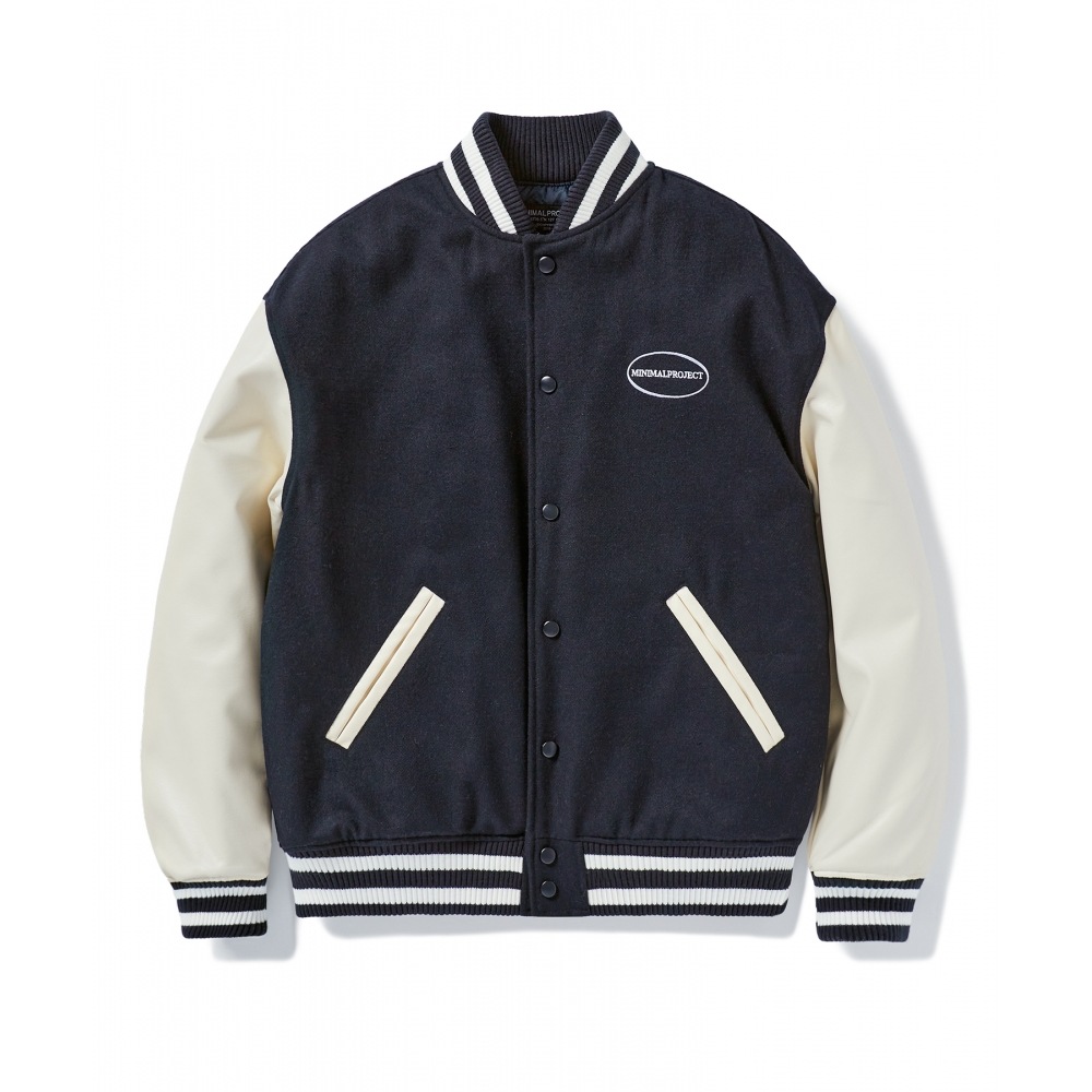 ミニマルプロジェクトサークルロゴフラワースタジアムジャケット MBJ103 [NAVY]